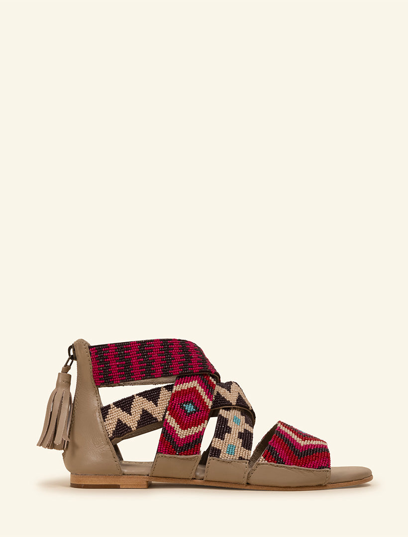 Mauri Flat Nude Leather Sandal