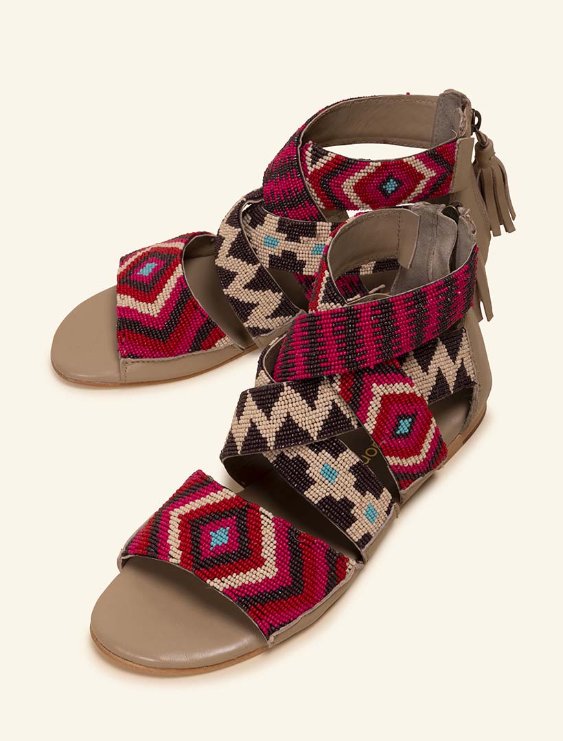 Mauri Flat Nude Leather Sandal