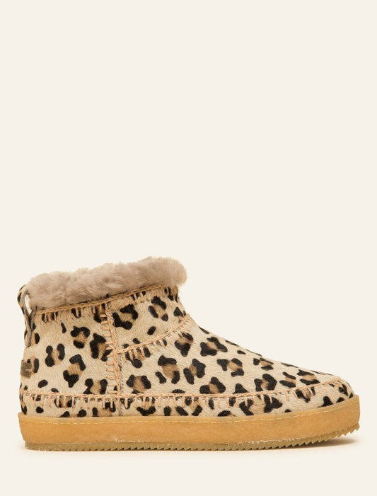 Nyuki Crochet Pull On Ankle Boot Leopard