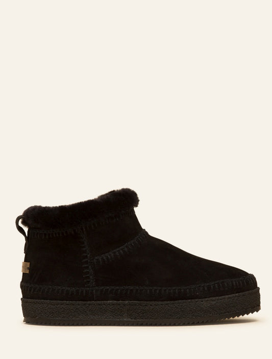 Nyuki Low Crochet Ankle Boot Black Suede Black