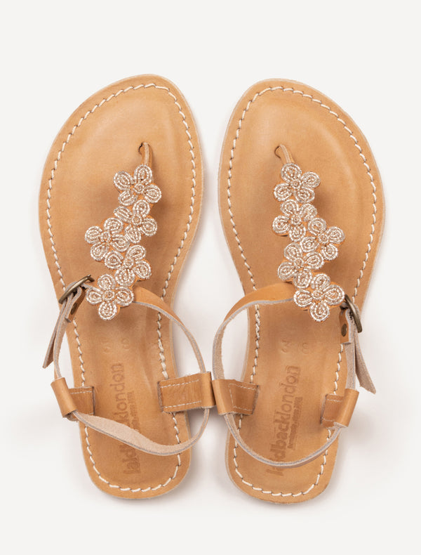 Rafi Flat Leather Sandal Silver