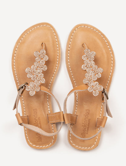 Rafi Flat Leather Sandal Silver