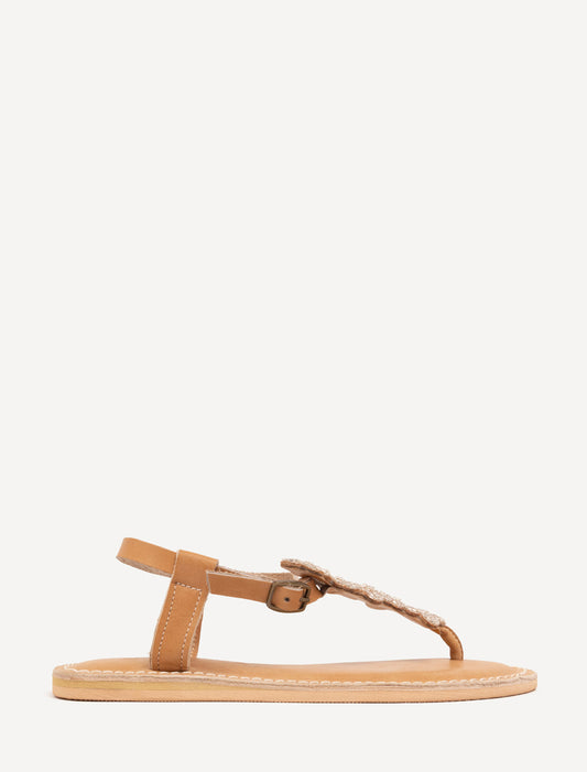 Rafi Flat Leather Sandal Silver