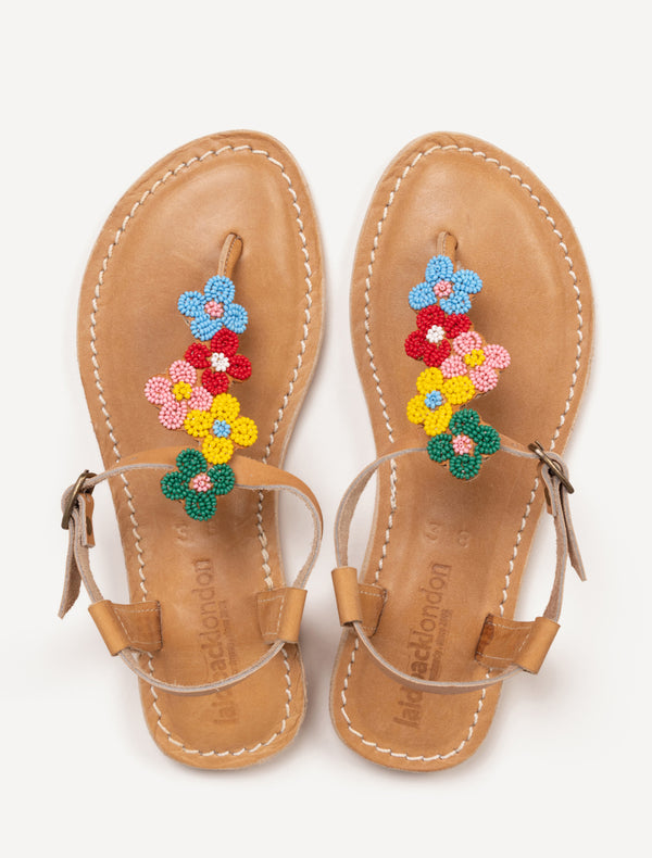 Rafi Flat Leather Sandal Yellow Mix