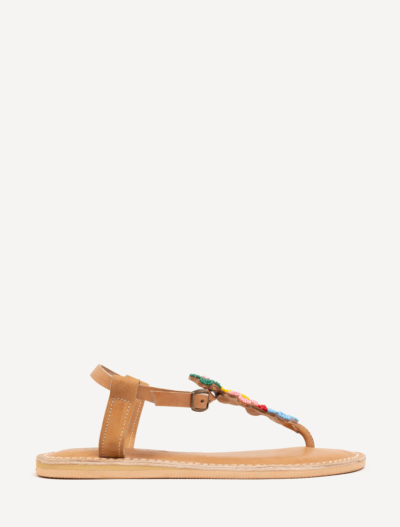 Rafi Flat Leather Sandal Yellow Mix