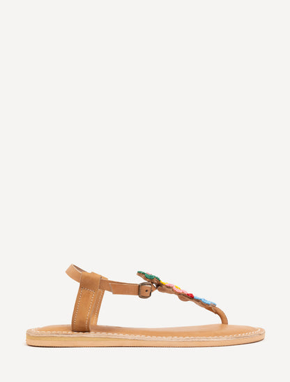 Rafi Flat Leather Sandal Yellow Mix