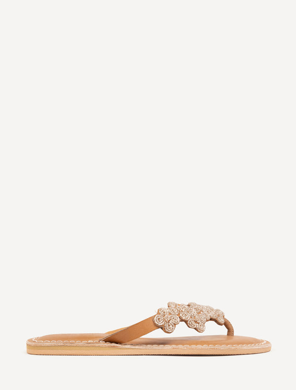 Raya Flat Leather Sandal Silver