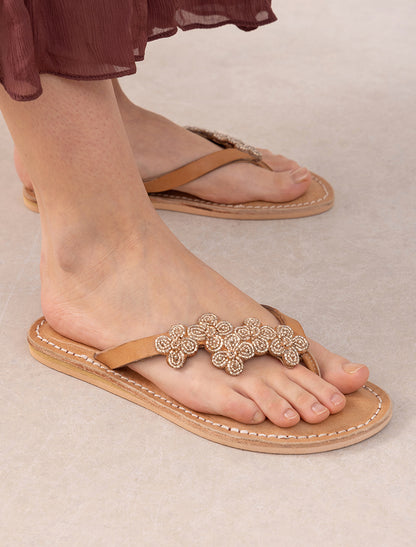 Raya Flat Leather Sandal Silver