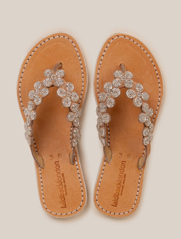 Reece Flat Leather Sandal Silver