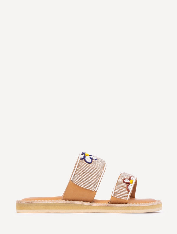 Roman LP Leather Sandal White Flower