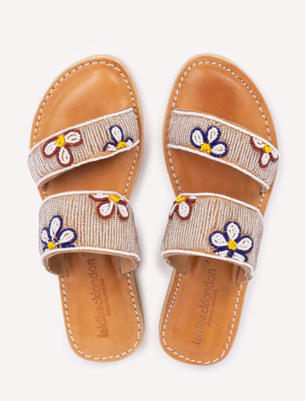 Roman LP Leather Sandal White Flower