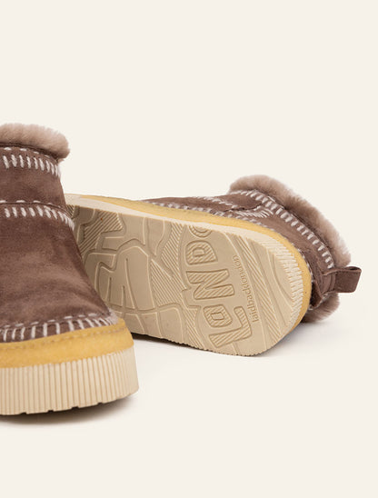 Ronan 6.0. Crochet Ankle Boot Choc Suede Wheat