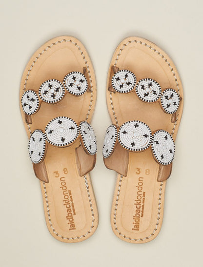 Saani Flat Leather Sandal White Maasai