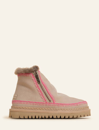 Setsu 4.0. Crochet Ankle Boot Sand Suede Pink