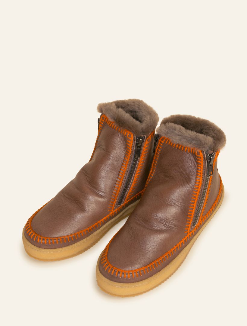 Setsu Crochet Ankle Boot Cigaro Leather Orange