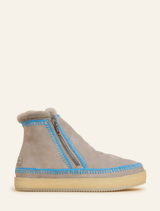 Setsu Crochet Ankle Boot Fossil Suede Neon Blue