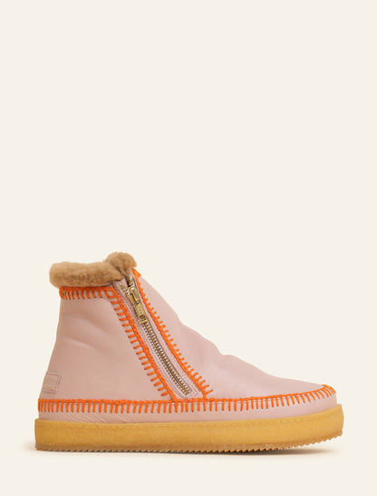 Setsu Crochet Ankle Boot Misty Rose Leather Orange