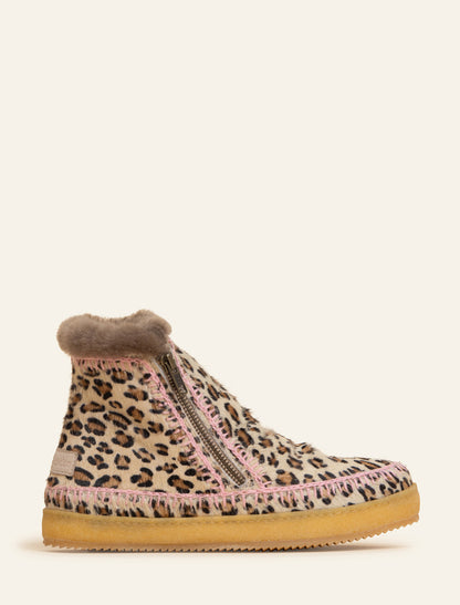 Setsu Crochet Ankle Boot Leopard Baby Pink