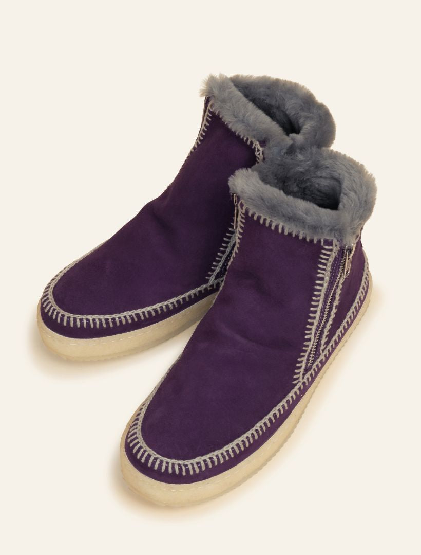Setsu Crochet Ankle Boot Indigo Suede Light Grey