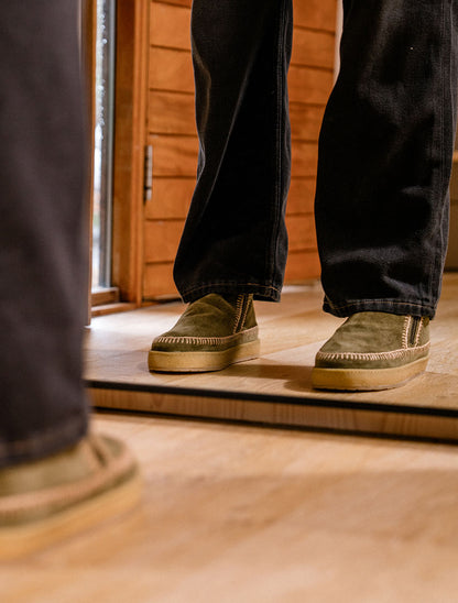 Setsu Crochet Crepe Ankle Boot Fern Suede Beige
