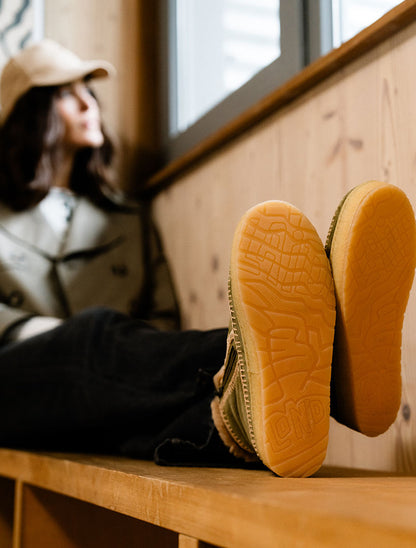 Setsu Crochet Crepe Ankle Boot Fern Suede Beige