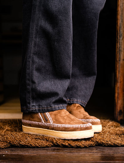 Setsu Crochet Crepe Ankle Boot Nutmeg Suede Wheat