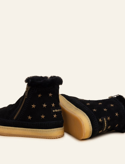 Setsu Stars Crochet Ankle Boot Black Suede Black