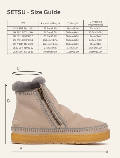 Setsu Crochet Crepe Ankle Boot Sand Suede Grey