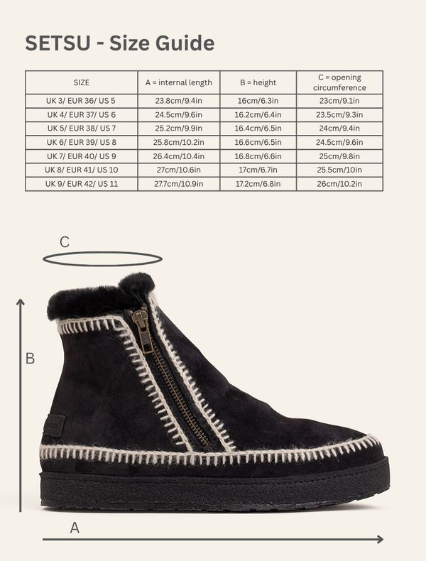 Setsu Crochet Crepe Ankle Boot Black Suede Natural