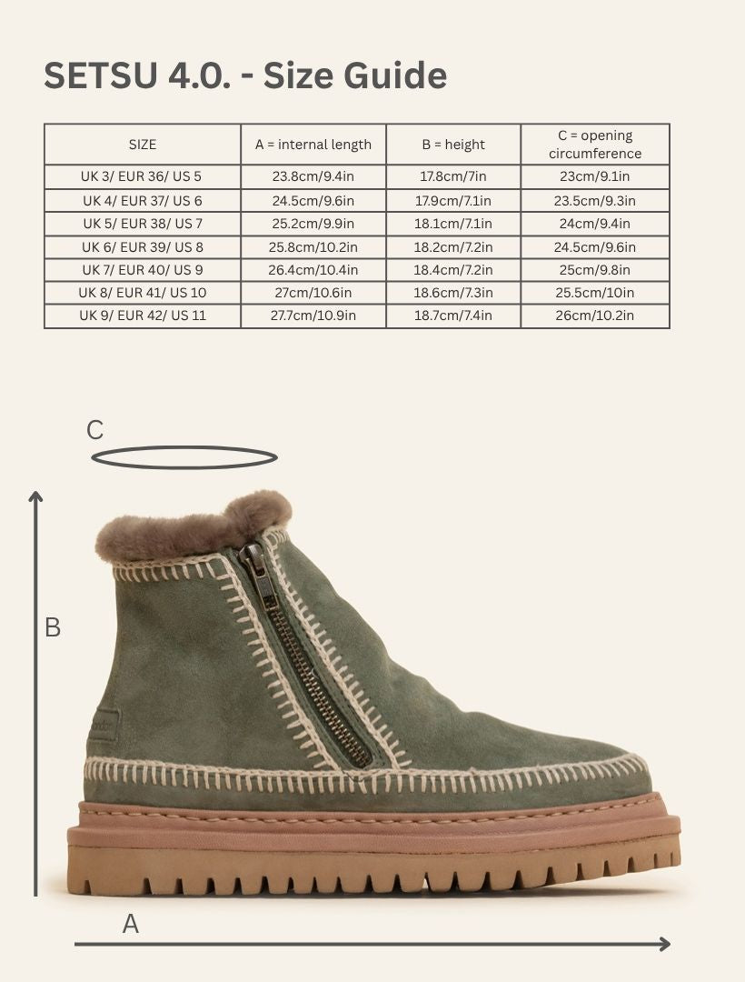 Setsu 4.0. Crochet Ankle Boot Moss Suede Natural