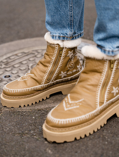 Setsu 3.0. Paisley Ankle Boot Butterscotch Leather Natural