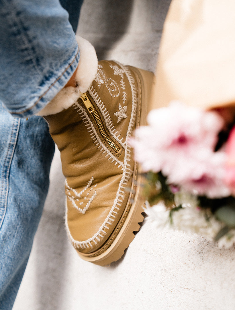 Setsu 3.0. Paisley Ankle Boot Butterscotch Leather Natural