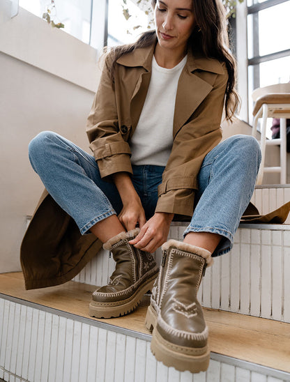 Setsu 3.0. Paisley Ankle Boot Otter Leather Wheat