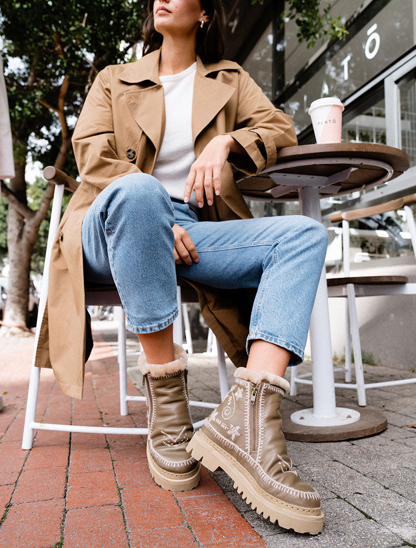 Setsu 3.0. Paisley Ankle Boot Otter Leather Wheat