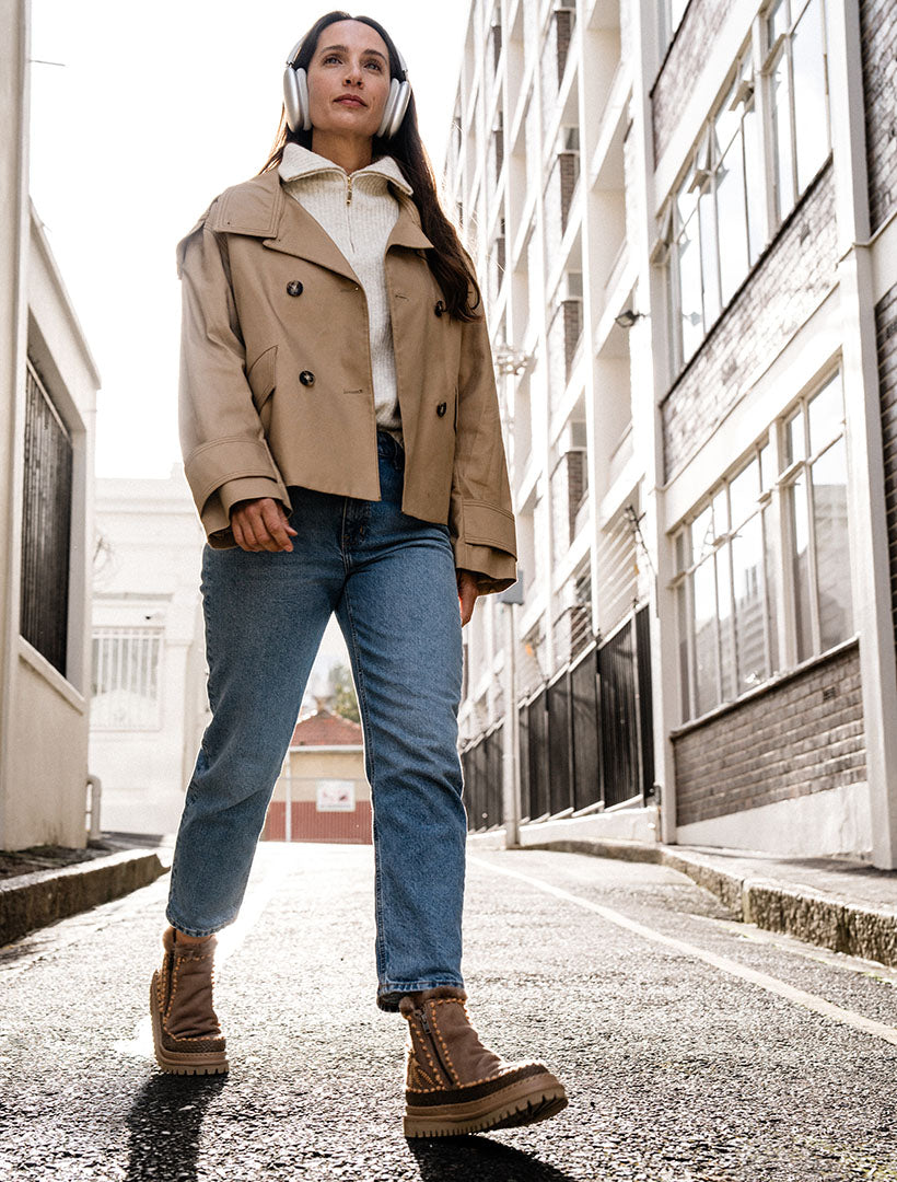 Setsu 4.0. Floral Ankle Boot Taupe Suede Peach