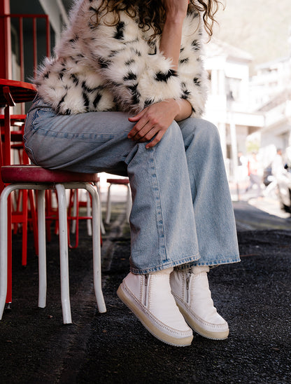 Setsu Low Crochet Ankle Boot Milk Leather Natural