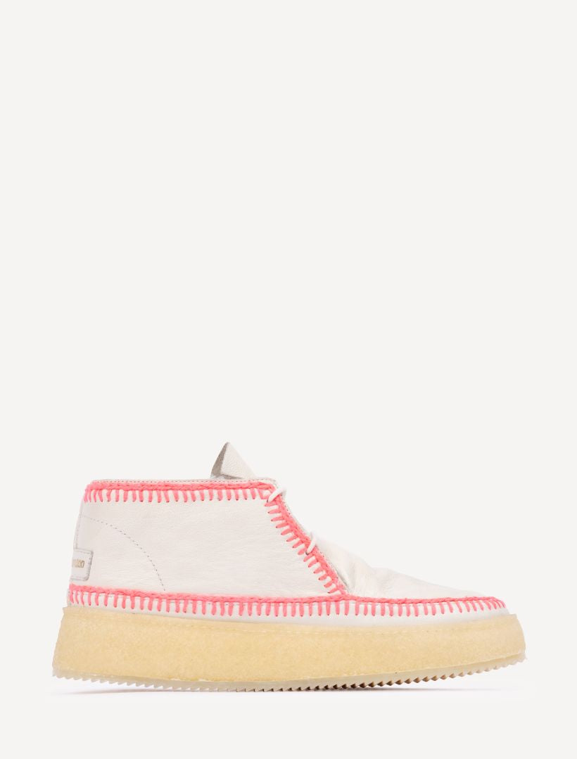 Shenje Low Platform Chukka Boots Milk Neon Pink