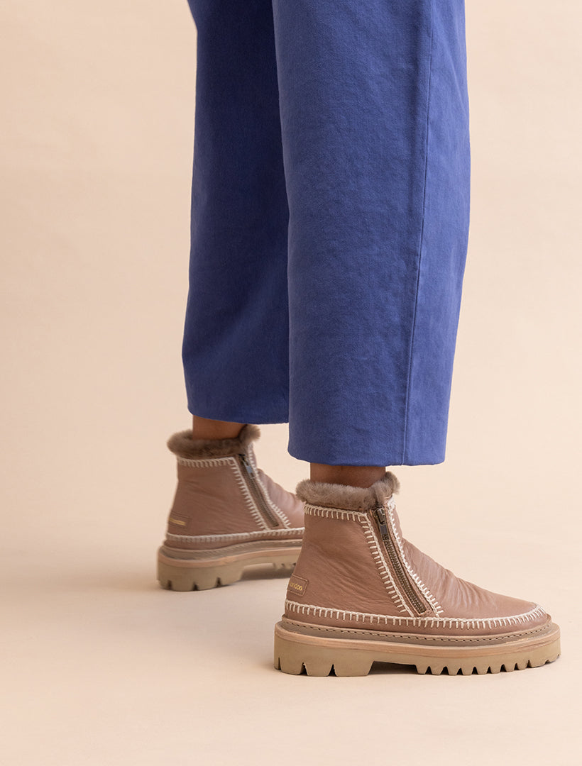 Setsu 3.0. Crochet Ankle Boot Sienna Leather Beige