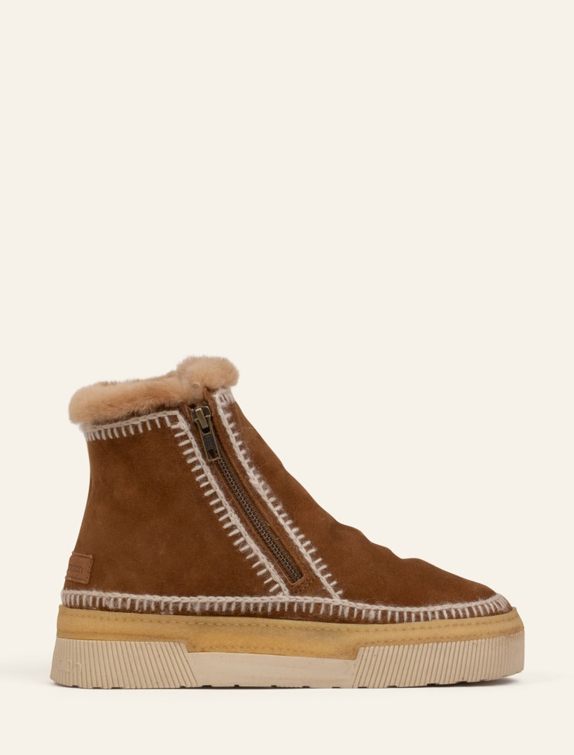 Setsu 6.0. Crochet Ankle Boot Nutmeg Suede Natural