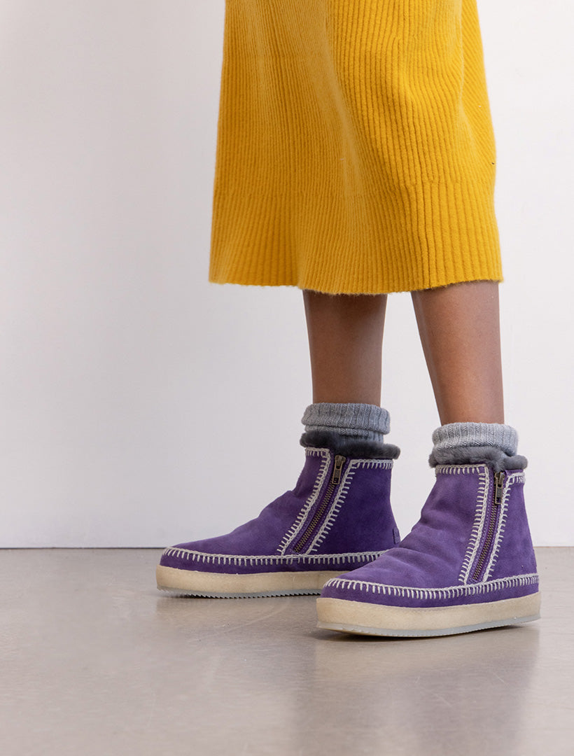 Setsu Crochet Ankle Boot Indigo Suede Light Grey