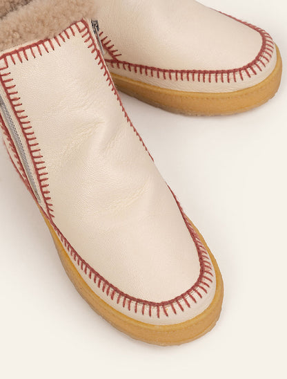 Setsu Crochet Crepe Ankle Boot Buttermilk Leather Berry