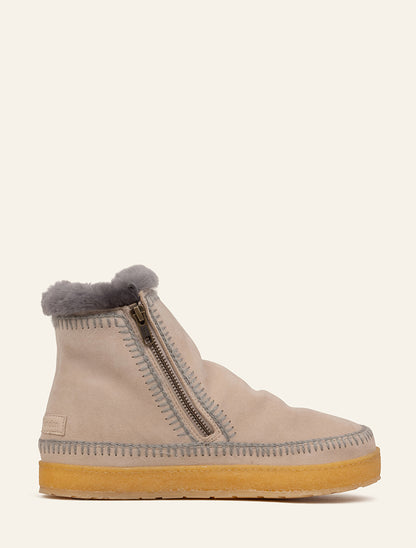 Setsu Crochet Crepe Ankle Boot Sand Suede Grey