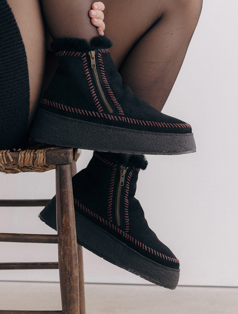 Setsu Platform Weeve Black Suede Cabernet