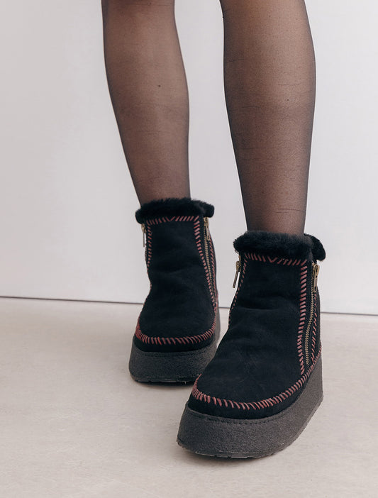 Setsu Platform Weeve Black Suede Cabernet