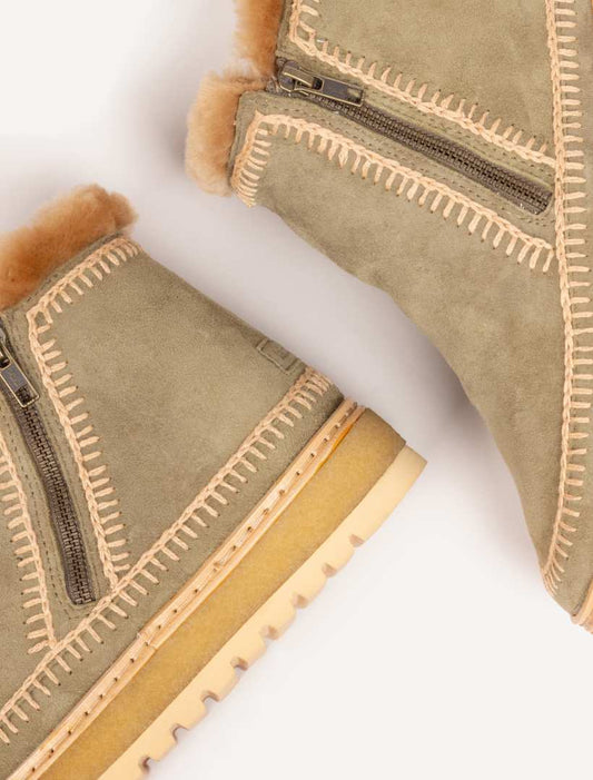 Setsu Wedge Crochet Fern Suede Beige - Preorder - Ships 25 August 2026
