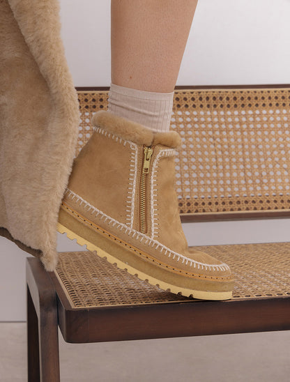 Setsu Wedge Crochet Saffron Suede Natural