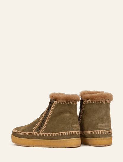 Setsu Crochet Crepe Ankle Boot Fern Suede Beige