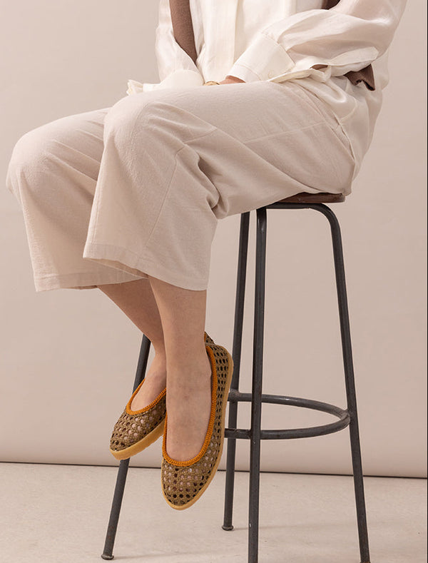 Weeve Handwoven Leather Ballet Flats Butterscotch