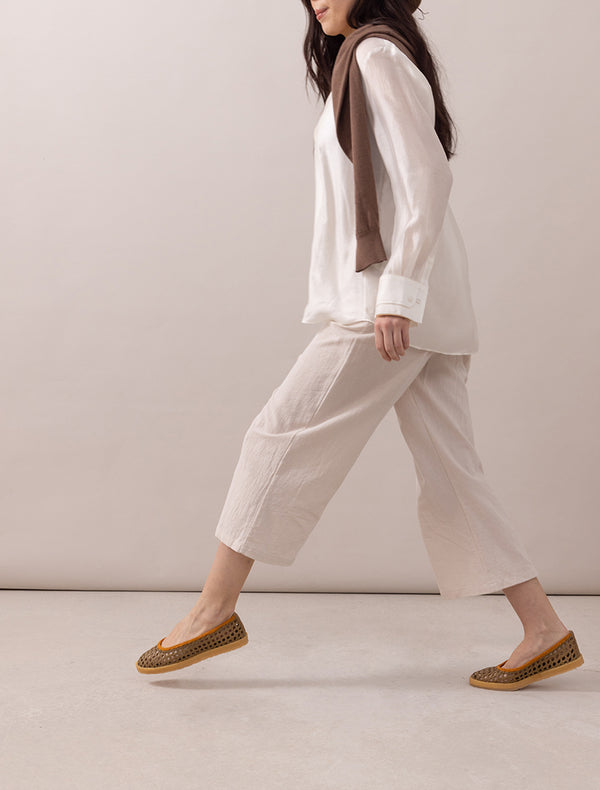 Weeve Handwoven Leather Ballet Flats Butterscotch