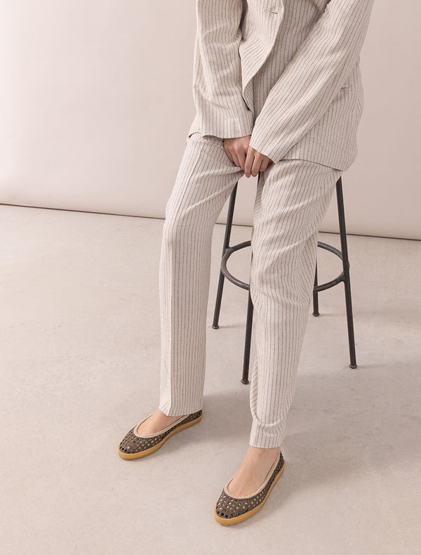 Weeve Handwoven Leather Ballet Flats Olive